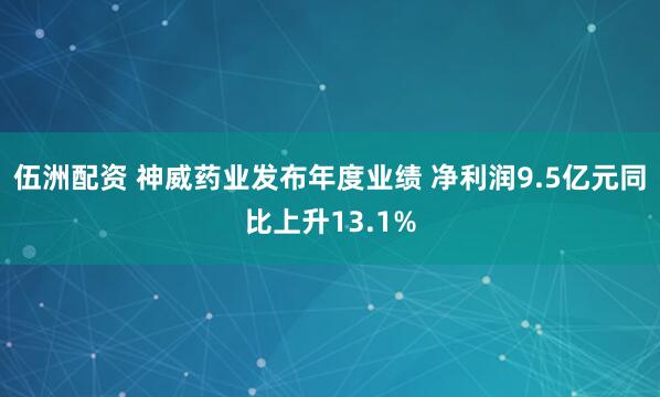 伍洲配资 神威药业发布年度业绩 净利润9.5亿元同比上升13.1%